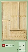 dřevěná šatní skříň CLASSIC 6 z masivu borovice